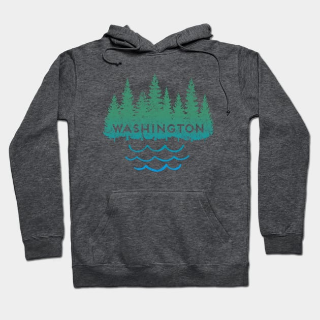 Washington State Pride Trees Water Graphic Silhouette Hoodie by Pine Hill Goods